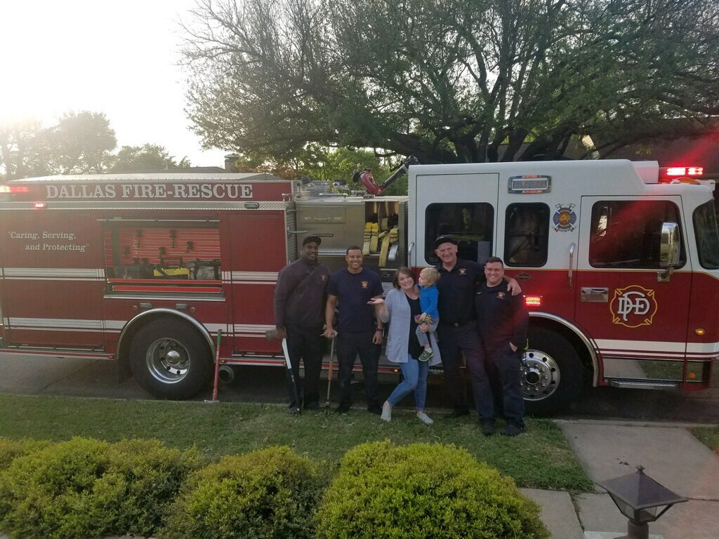 WBlakeHarkey's tweet photo. Many thanks to the #dallasfiredepartment for helping rescue our Dub from a detached guest room he managed to lock himself inside. https://t.co/a53qqQcEUw