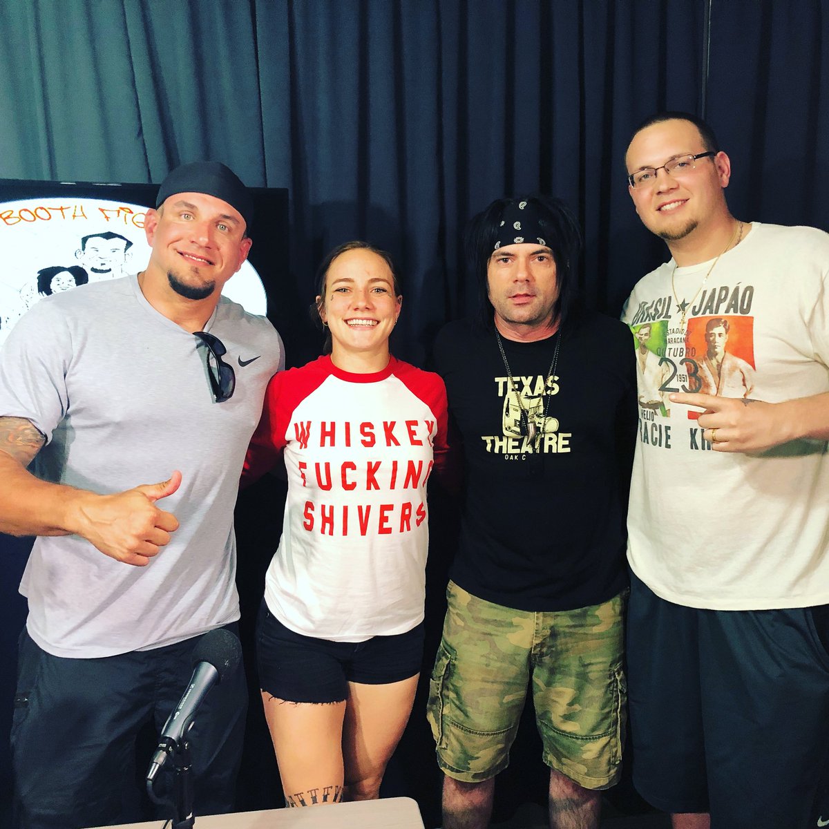 missjessyjess's tweet photo. Just finished recording episode #187 of @phoneboothfight podcast with @thefrankmir @richardhunter and @thesneakerblackbelt
Make sure you download it on iTunes and throw them a review saying you love me ππ #PhoneBoothFighting #WhiskeyFuckingShivers @WhiskeyShivers https://t.co/gNIeYQgVsH