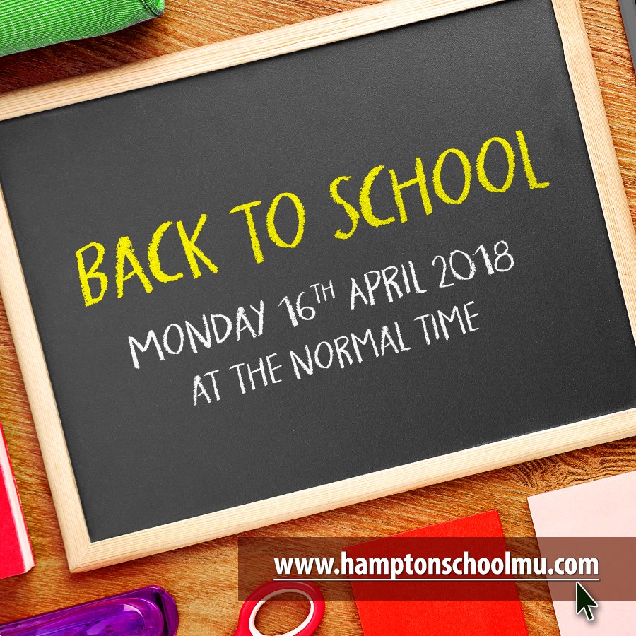 hamptonschoolmu's tweet image. A quick reminder that #TermTwo starts this Monday 16th April at the normal time