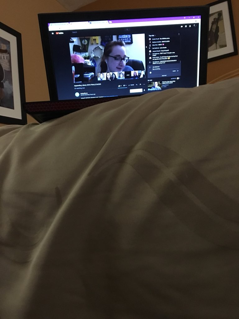 cosmickitten22's tweet photo. I do not fully understand how I ended up on the floor watching #ApparatingLibrary but that’s what’s happening https://t.co/pqsYg0jIC1