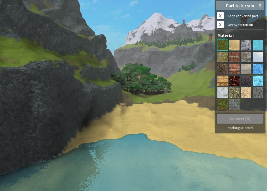 James Onnen On Twitter Ever Needed To Add Terrain Water Without Destroying Terrain Underneath Or Convert Parts To Terrain I Ve Got A Plugin For You It S Got Alt To Select Material Key Bindings It S - roblox terrain materials