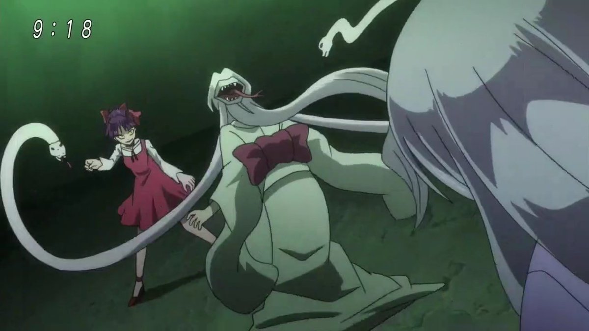 クミチョー ゲゲゲの鬼太郎 第3話の敵 二口女 髪の毛が蛇 後頭部にも口のある妖怪 蛇を使っての攻撃は迫力あったなぁ 後頭部の口で攻撃するシーンもあればよかったのにな 画質が悪いのと時間が出てるのはすみません ゲゲゲの鬼太郎