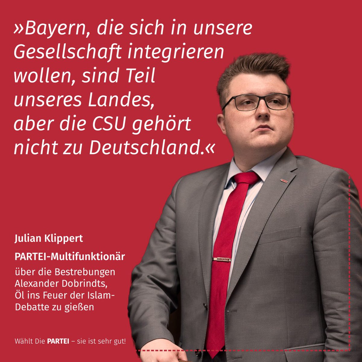 Das Wort zum Sonntag mit <a href="/DiePARTEI/">Die PARTEI 🪣</a>. #Bayern #CSU #YPSKänguru #Dobrindt #Gesellschaft #Integration #Islamdebatte