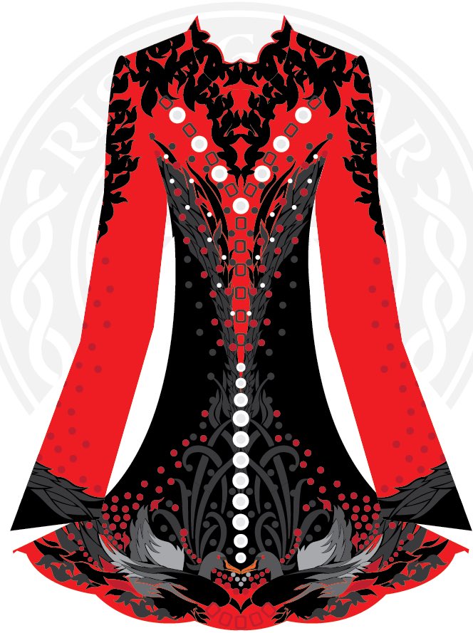 downtonluva's tweet image. We were inspired by our @SkateCanada #Olympics2018 Ladies @kaetlyn_23 + @gabby_daleman ! Asked the designer of Our Irish dance dress for 'Swan Lake meets Carmen' with a white swan 'surprise' back. We think it translated well! Thank you! 😘