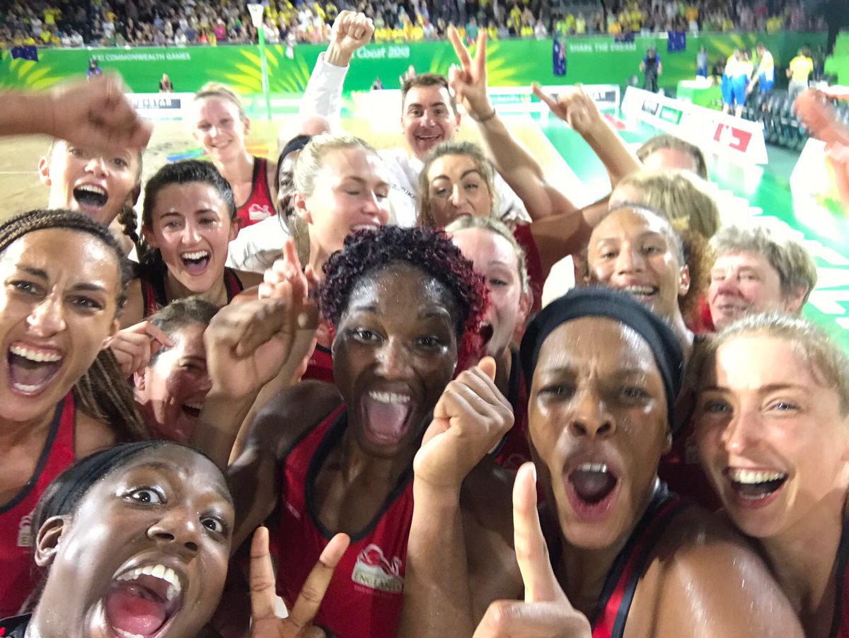TeamEngland's tweet image. This is how it feels to make HISTORY

England Netball have won their first EVER Commonwealth Games gold 🌹🌹🌹🌹

#WeAreRoses #GC2018netball #netball