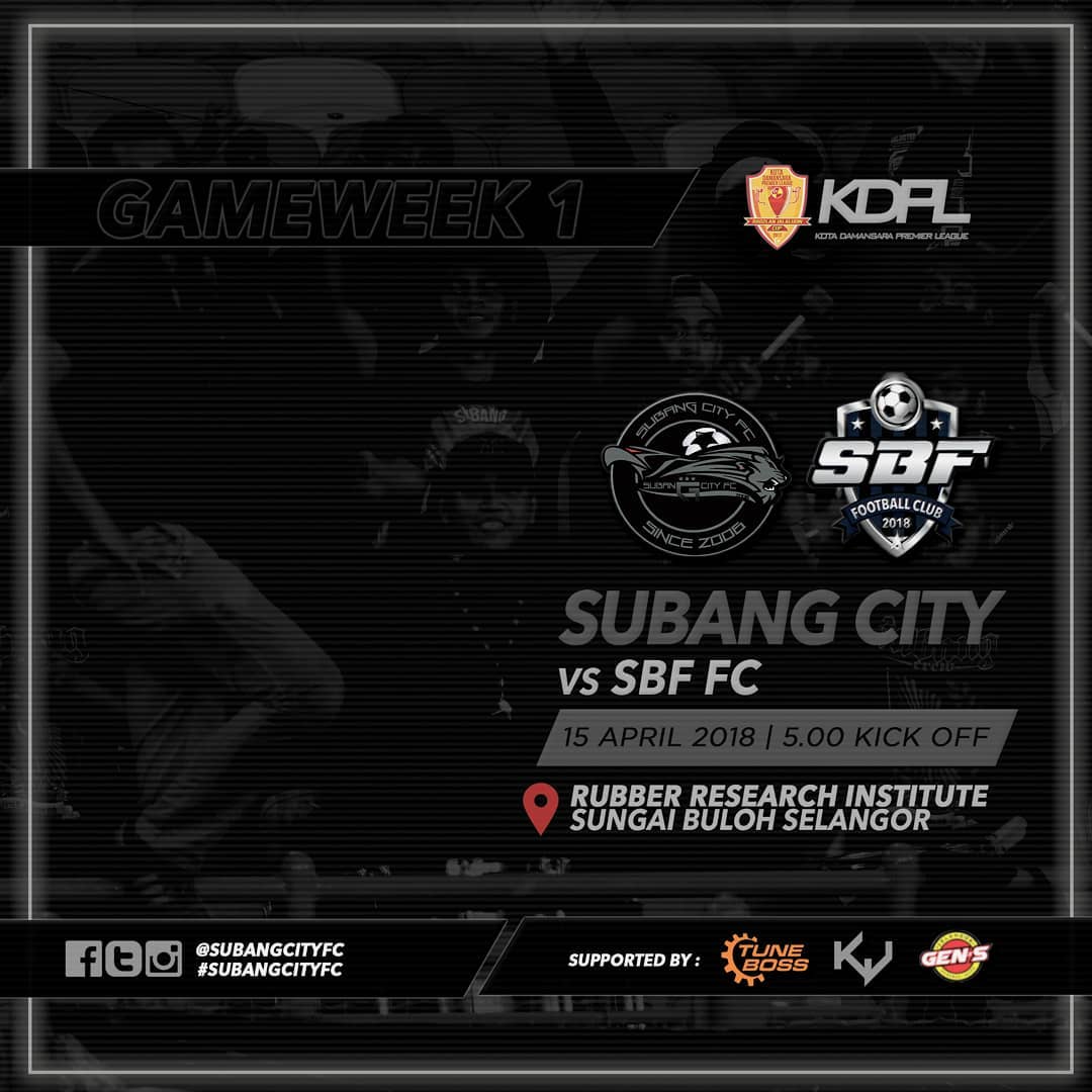 SubangCityFC's tweet photo. KDPL2018 GW 1.
Subang City FC vs SBF FC.
Jom datang support kami!

#SubangCityFC
#KakiJersiDotCom
#TuneBoss
#KDPL2018 https://t.co/PuD1KP3R98