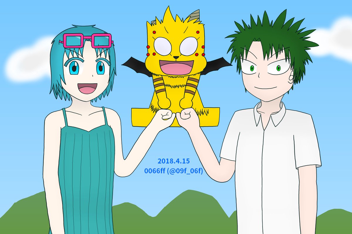 0066ff Twitterren うえきの法則の あいちんと植木とテンコ 3年間でこれだけ変わった まだまだ未熟だけど うまくなっとるとは思う こういう絵も描きます