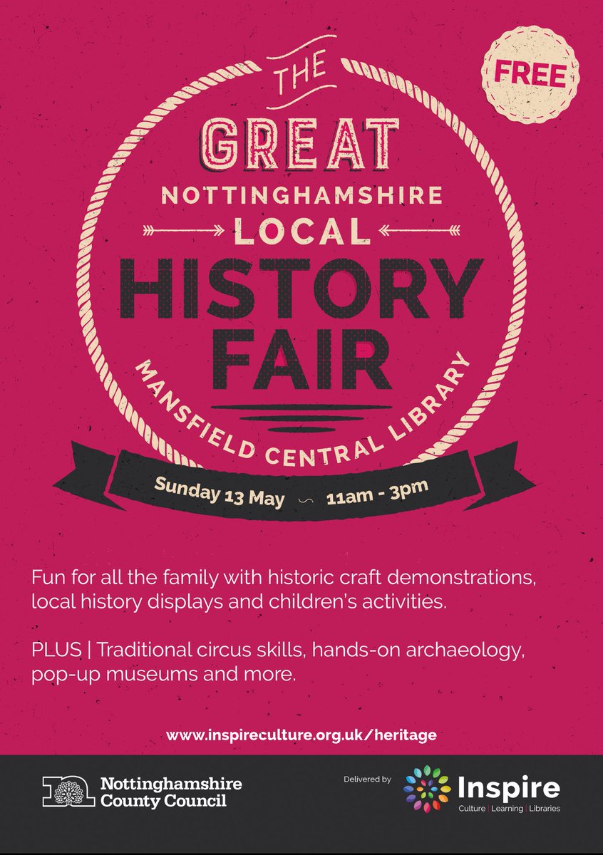 helencfox's tweet image. 4 weeks to go! @NottsLibraries Great Notts Local History Fair is at #Mansfield Library on 13 May @VisitNotts @HeyWhatsOnNotts @inNNotts