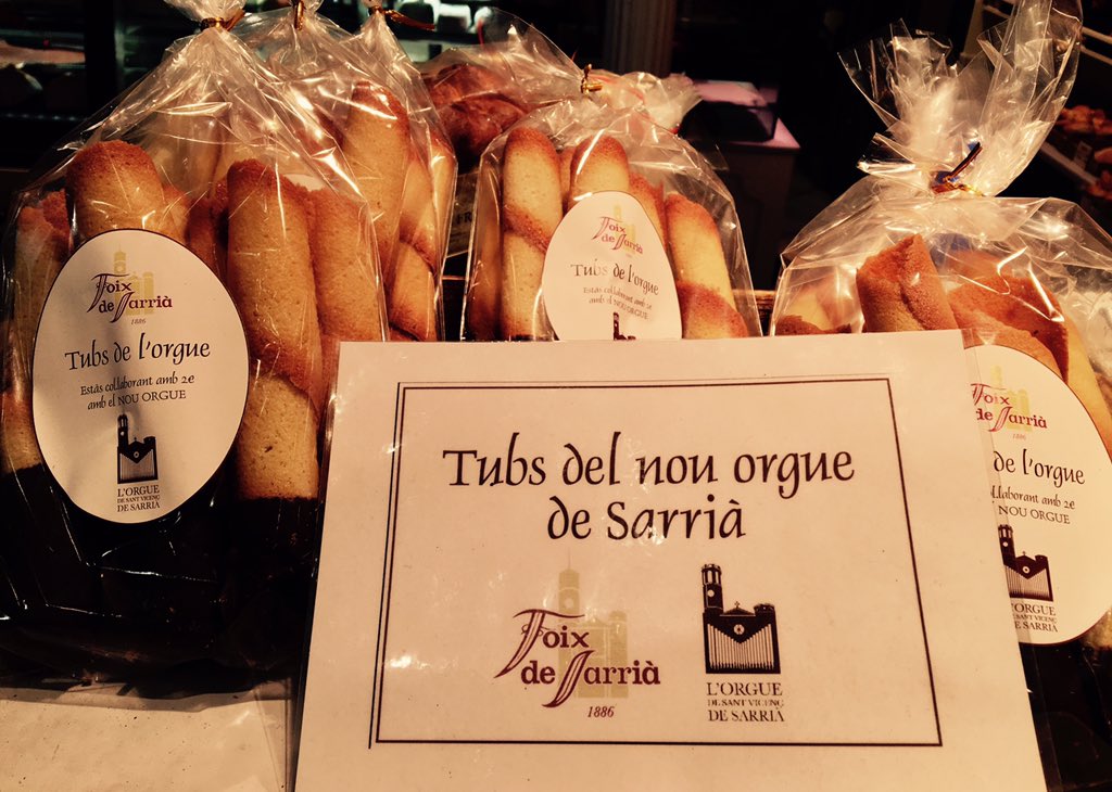 jaumeclotet's tweet photo. Si voleu ajudar la parròquia de St. Vicenç de Sarrià a pagar el nou orgue podeu comprar aquests "tubs" a can @foixdesarria i destinareu dos euros al projecte. Perill: si en tasteu un no parareu. https://t.co/aOwNVBxGT0