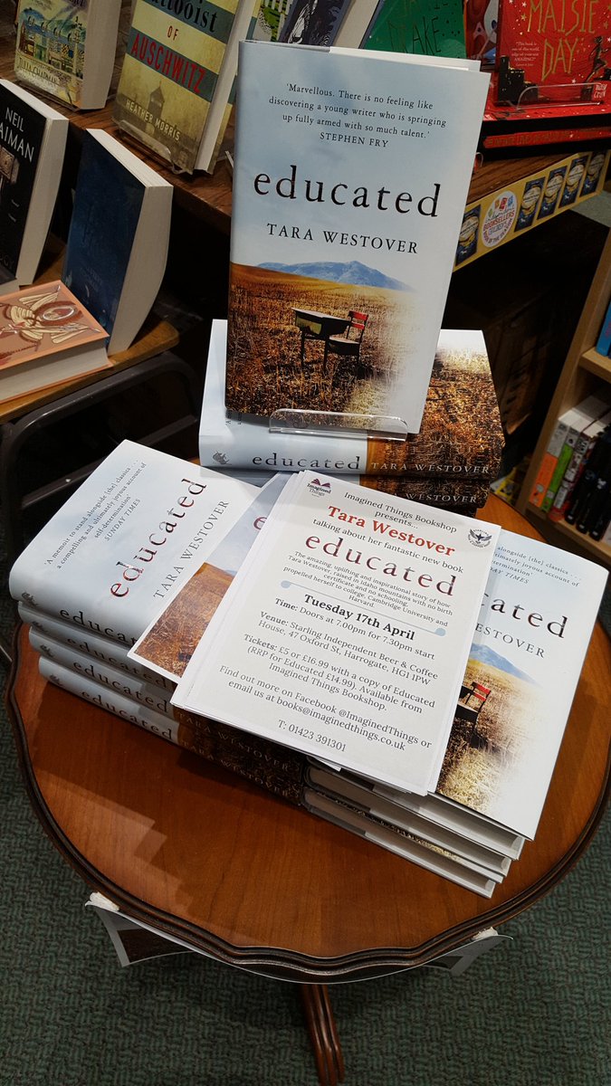 So excited to be welcoming <a href="/tarawestover/">Tara Westover</a> to Harrogate on Tuesday!!! Last chance to get tickets here: ticketsource.co.uk/imaginedthings…
<a href="/najmafinlay/">Najma Finlay</a> 😁 @StarlingHgte 
#Harrogate #harrogateindies #truestory #Educated #amreading #authorontour #authors