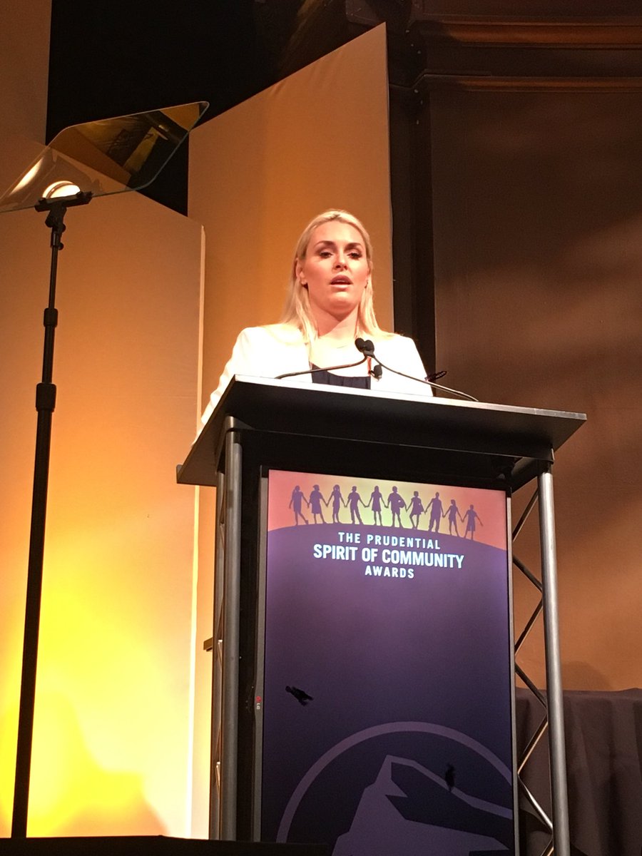 “The best thing in life you can do is give back.” Thanks <a href="/lindseyvonn/">lindsey vonn</a> for inspiring the @PruSpirit national honorees. #PruSpirit2018