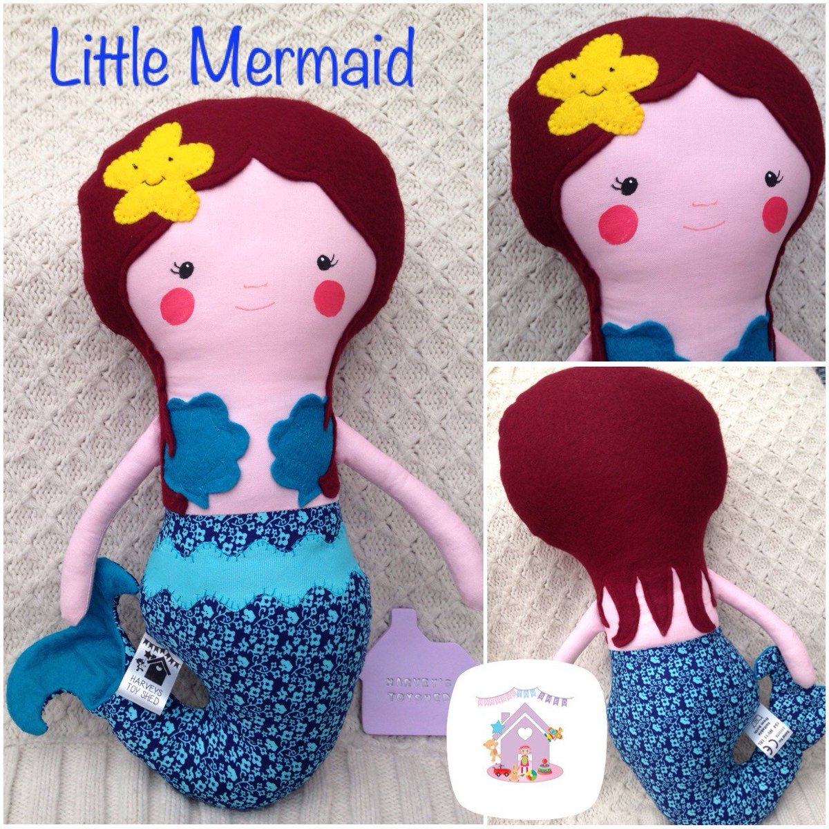 Mermaid Soft Toy Doll Handmade To Order Themed Soft Toy tuppu.net/a68295a2 #HarveysToyShed #Etsy #MermaidDoll