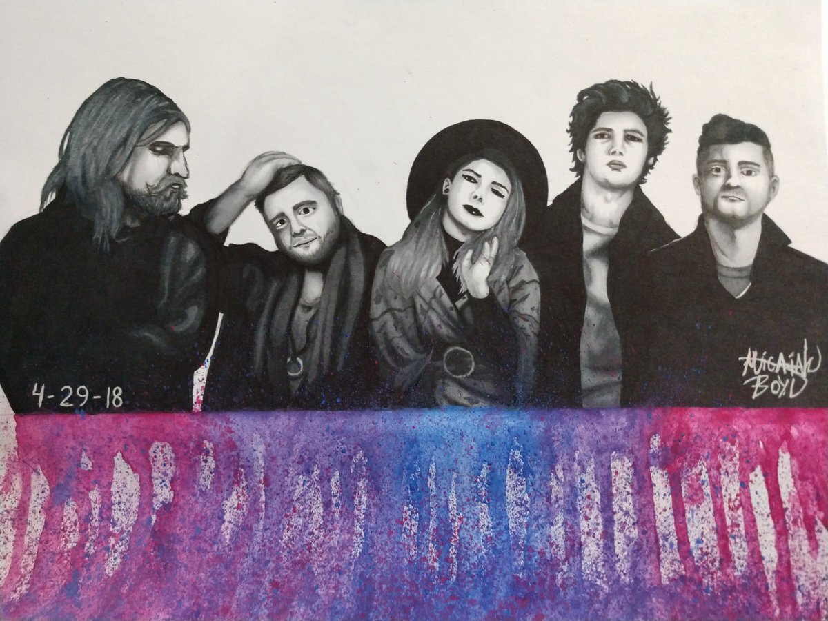GoldenHourMax's tweet photo. "Let your colors bleed and blend with mine" - Drawing done with Copic markers and watercolor. @monstersandmen @nannabh89 @brimjar https://t.co/xdI3PCEsHE