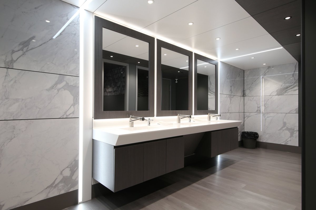 DIRTT's tweet photo. The good kind of DIRTTy washrooms: explore the rapid process of bringing these #DIRTT HQ restrooms to life. https://t.co/Uyxj99JMpS #BuildBetter https://t.co/Ovda8iw2AH