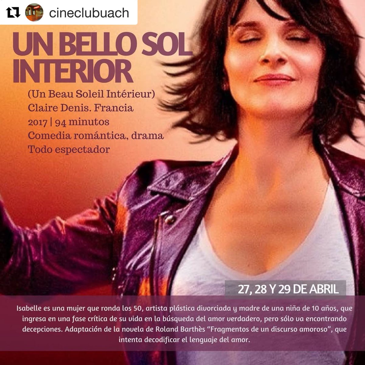 cdifilmslatam's tweet photo. #HOY EN #VALDIVIA 👉🏻 #UNBELLOSOLINTERIOR ☀️ @CineClubUACh 👏🏻👏🏻 https://t.co/wQmSiu7AU6