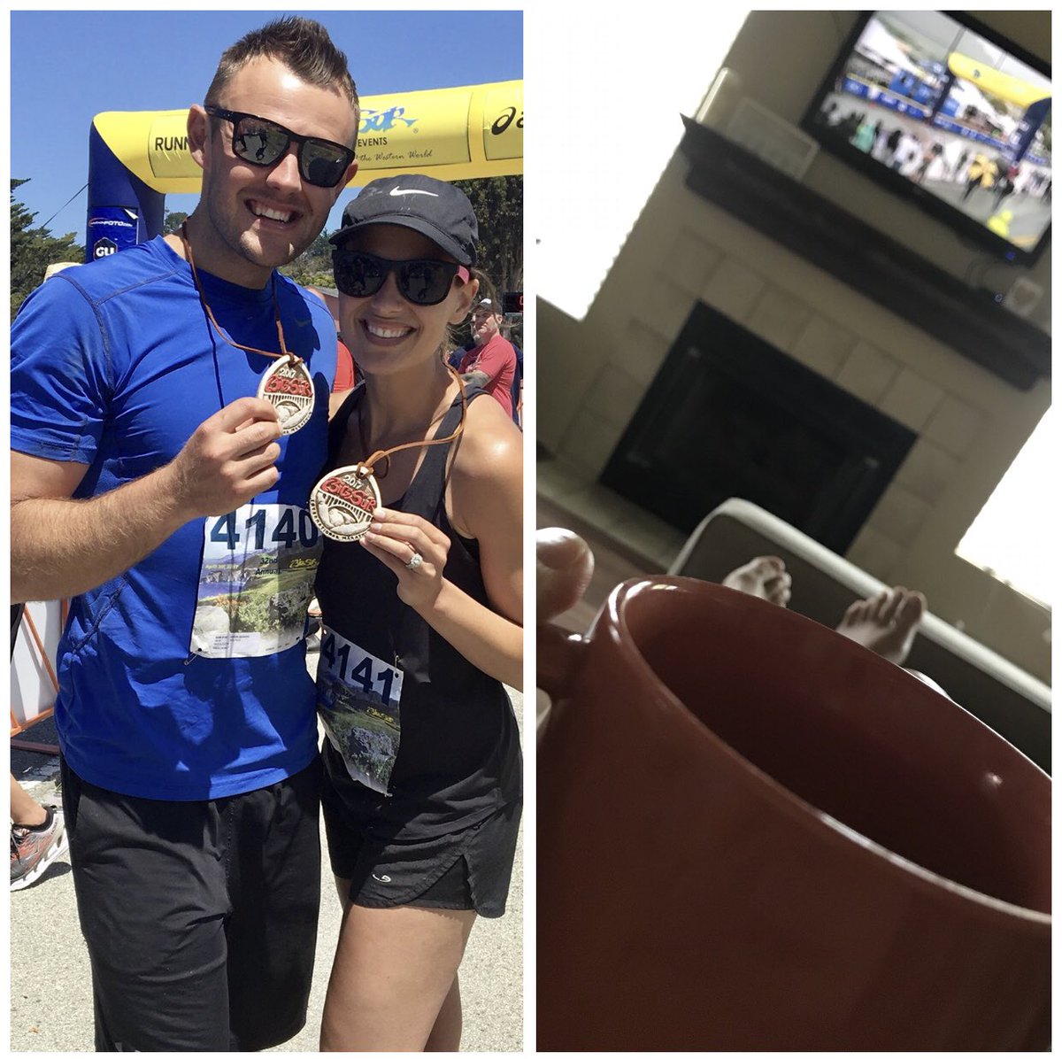 KSBWLauren's tweet photo. What a difference a year makes😂 Congratulations to all of this year’s @BSIMEvents Marathon finishers! #FromCouchToMarathon #BackToCouch #BucketList #OneAndDone https://t.co/6g1m28Tb4p