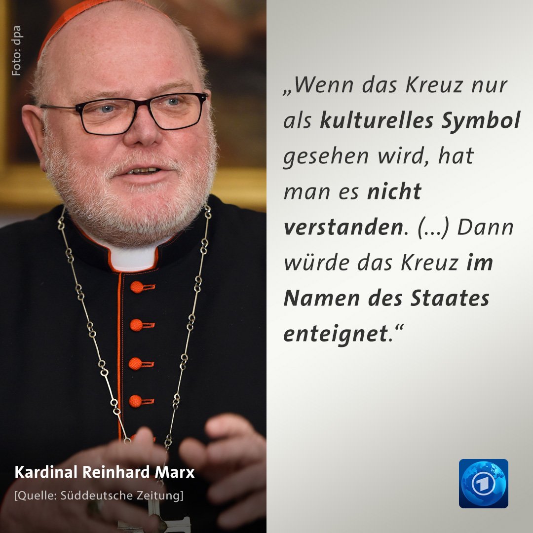 tagesschau's tweet photo. Es sei „Spaltung, Unruhe, Gegeneinander“ entstanden - Kardinal #Marx hat Bayerns Ministerpräsident #Söder für dessen Kreuz-Erlass kritisiert. https://t.co/B7qSMLEIz9