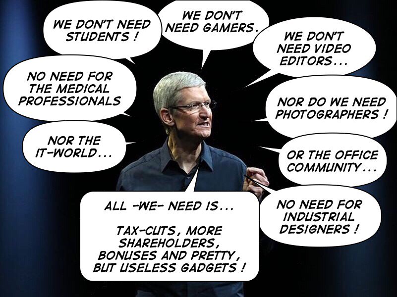 Meanwhile, at Apple HQ, <a href="/tim_cook/">Tim Cook</a> lays out his strategy for the rest of this century…

It’s about what <a href="/Apple/">Apple</a> needs &amp; doesn’t need.

<a href="/TMOBryan/">Bryan Chaffin</a> @chartier <a href="/appleinsider/">AppleInsider</a> <a href="/macworld/">Macworld</a> <a href="/MacTrast/">MacTrast</a> <a href="/MacRumors/">MacRumors.com</a> #iMac #MacMini #MacPro #Apple #AppleTV #CNN #TheVerge <a href="/TheVerge/">The Verge</a> <a href="/9to5mac/">9to5Mac</a> <a href="/jgamet/">Jeff Gamet</a>