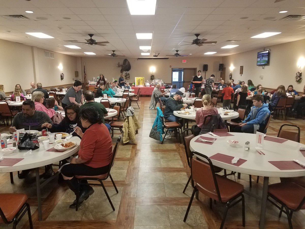 Spaghetti dinner at the Moose Family Center! Thank you to REAL School families, volunteers, R&amp;S Meats and of course, Racine Moose!