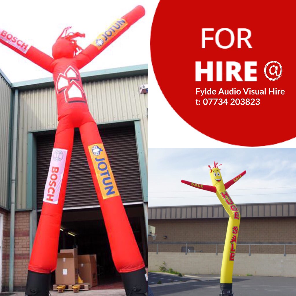 BE NOTICED!!! We have for hire these Air Dancers... PERFECT for Store Openings, Promotions AND anything that needs to attract attention.

Available Plain OR Branded at Fylde AV Hire in St Anne’s 

#stannes #stannesonsea #promotion #advertise #launch #lytham #fylde #lancashire