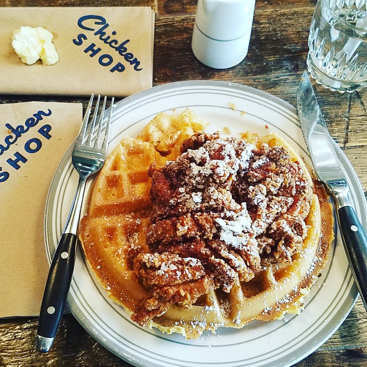 I know I'll regret this but at least I took the butter off😃😃 #chickennwaffles @chickenshop <a href="/sohohouse/">Soho House</a>  #sundayfunday #sunday #sinful #foodporn #yummy