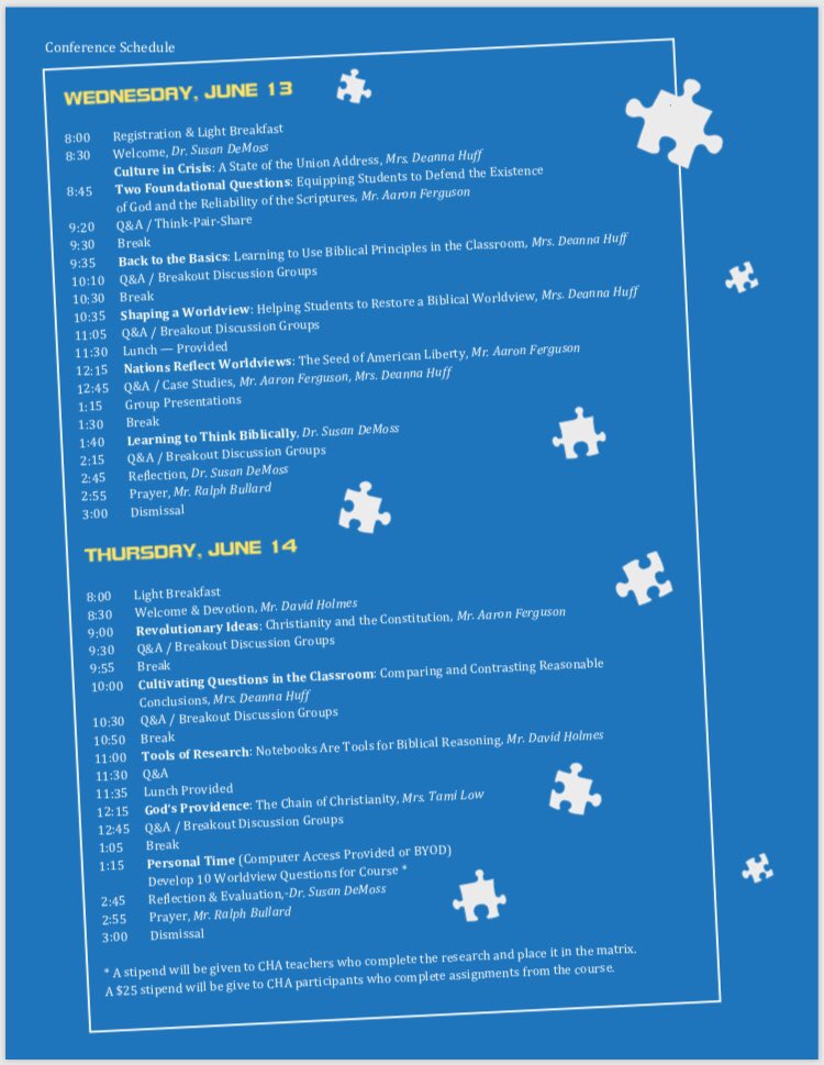 Desiring to sharpen your Biblical Worldview for training others - join us for the Educator’s Conference - June 13 &amp; 14 #RestorED