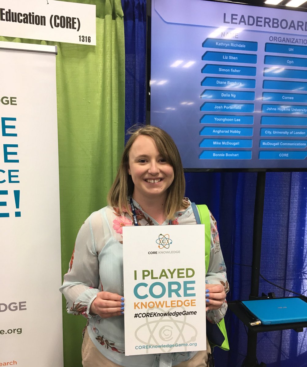 HarriLizzi's tweet photo. Just made it to the leaderboard on #COREKnowledgeGame (though my name probably won’t stay there very long)! Great fun! #arvo2018 https://t.co/TvWbOZYB2o