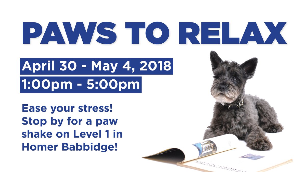 uconnlibrary's tweet photo. Are you ready for #finals? How about doggies? #pawstorelax #uconn #stressrelief #goodluck https://t.co/eID3S9E9xx https://t.co/xq0aoc0fhV