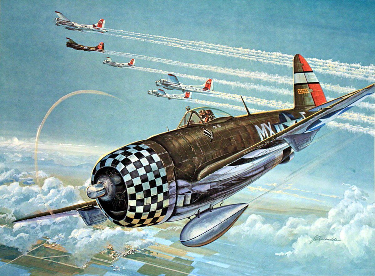 1944 Republic P-47D Thunderbolt MX-E 82 FS 78 FG 8 AF. Art by John Amendola