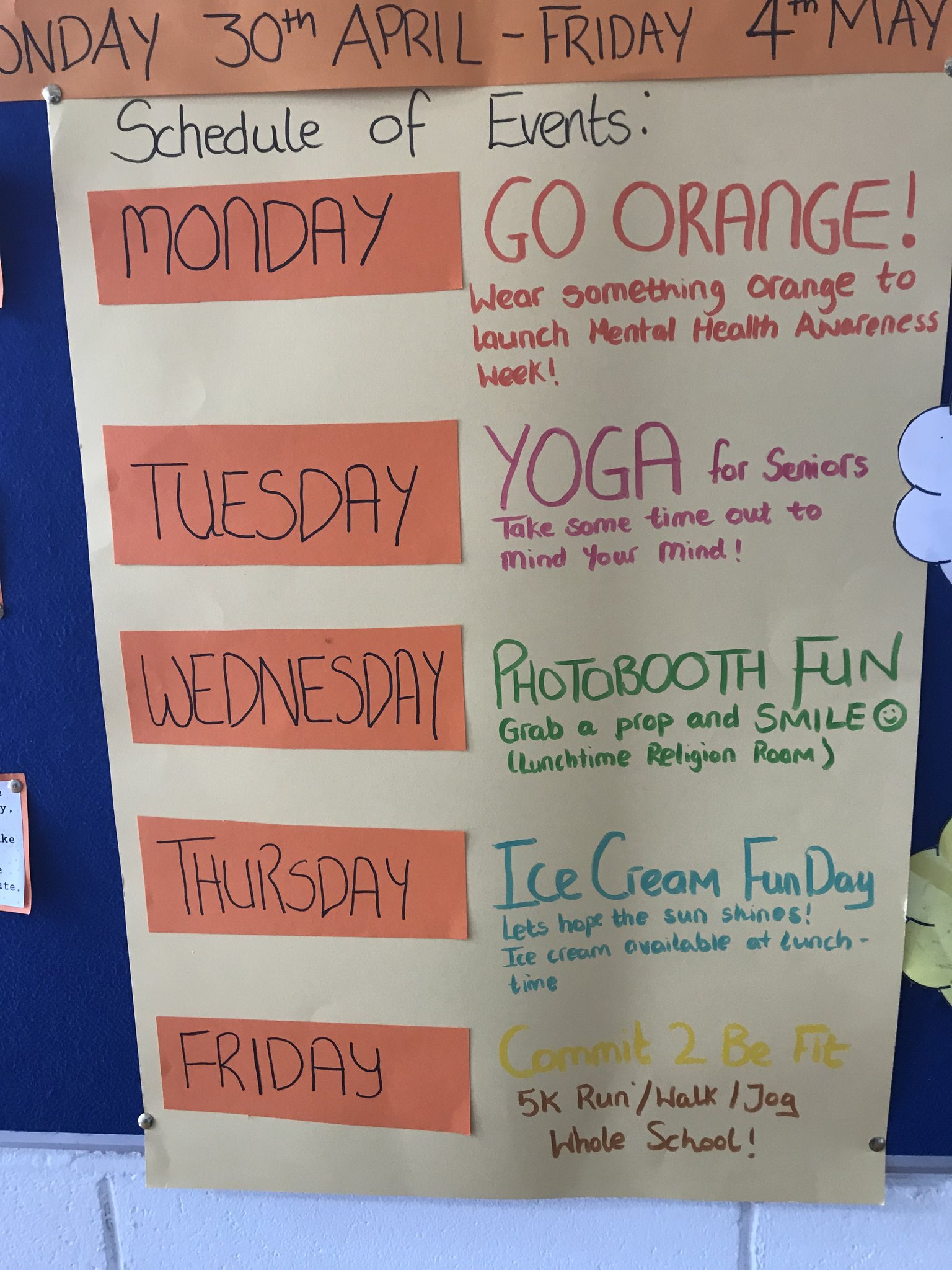 Clonaslee College on Twitter: "The list of activities for Mental Health  Week at Clonaslee College this week. https://t.co/Qk4o3rpEsX" / Twitter