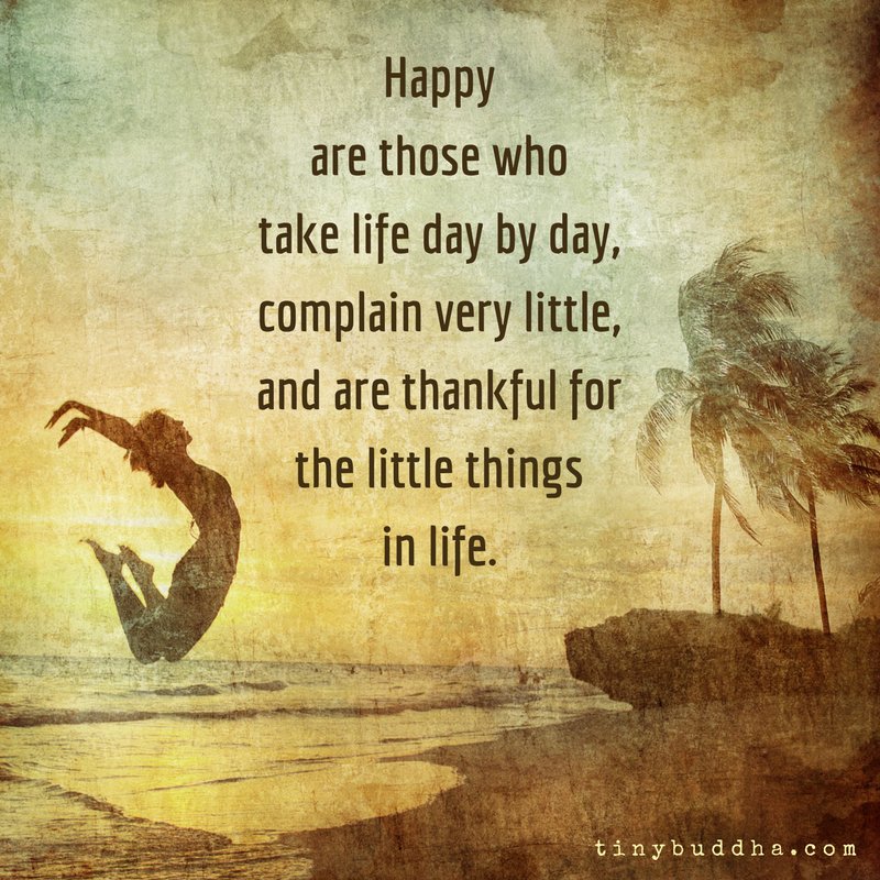 Tiny Buddha Quote Of The Day Tiny Buddha On Twitter: "Happy Are Those Who Take Life Day By Day, Complain  Very Little, And Are Thankful For The Little Things In Life.  Https://T.co/Gowq6Pccua" / Twitter