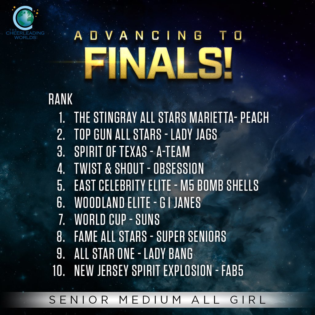 FloCheer's tweet photo. Finals bound at #CheerWorlds2018 🌎🙌 https://t.co/DsySkRUOtZ