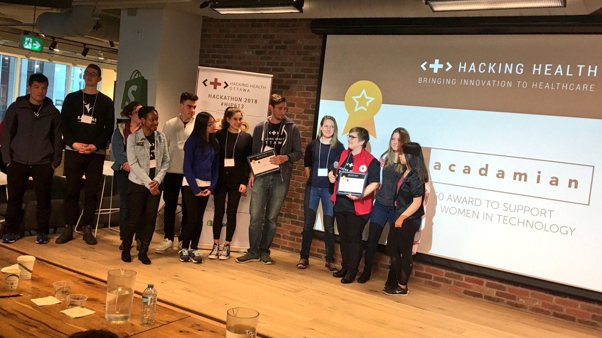 curtisbehmann's tweet photo. Great to see @macadamianlabs supporting girls and women in technology at #HIP613 @HHOttawa and generously doubling their award to 2 recipient teams #WomenInSTEM #girlswhocode https://t.co/tzSfJ1sLP8
