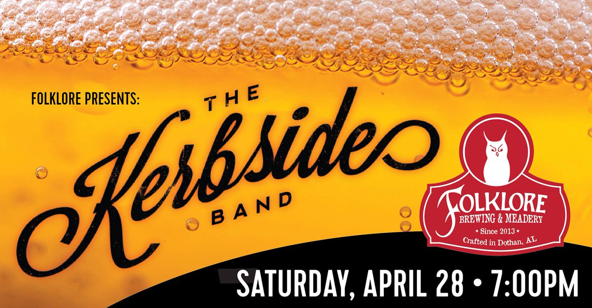 Live Music from The Kerbside Band at at Folklore Brewing this Saturday, April 28th, 2018 7-10pm! No Cover, Must be 21