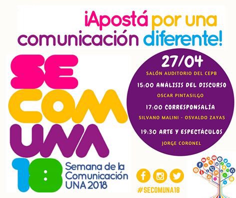 jorgecoronel's tweet photo. En breve hablamos de periodismo de espectáculos en la #SECOM de la UNA 💥 ¡Ahí nos vemos! https://t.co/64ZStT053r