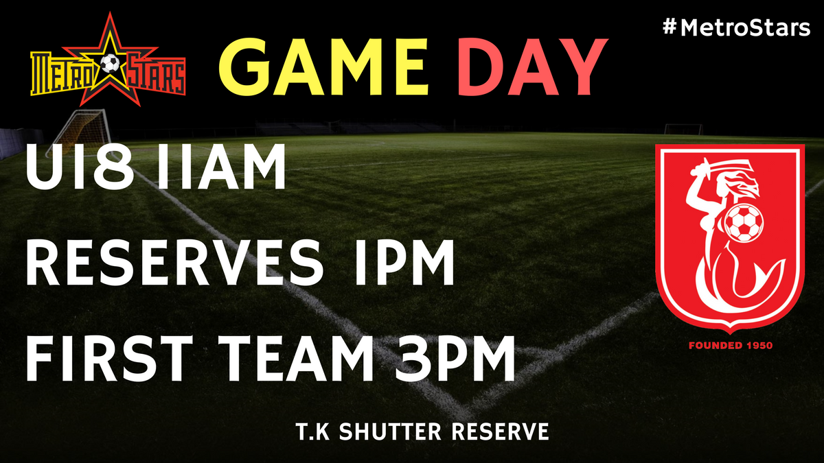 NE_MetroStars's tweet photo. ๐ด GAME DAY! ๐ด
๐ @CroydonKingsFC
โฐ 3PM
๐ T.K Shutter Reserve
๐บ @FFSA1 Facebook & YouTube
๐ฑ #MetroStars #MSvCK https://t.co/pvSHi06nwy