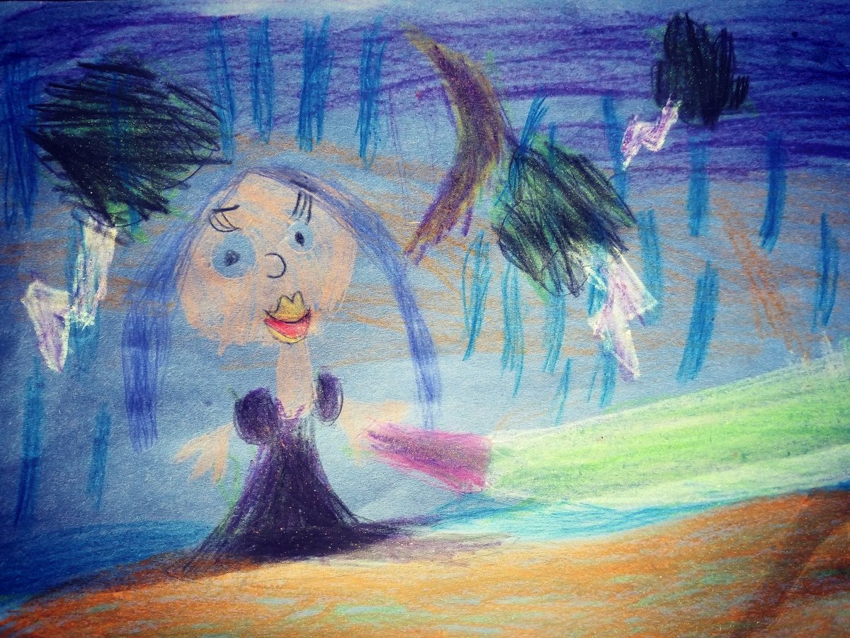 JennMGreenberg's tweet photo. My 5YO asked me to post this on "the Twerter." It's a picture of a lady walking on the beach, during a storm, with her flashlight. Can I get my sweetpea some ❤s and RTs for her lovely art? I'll show her all your comments 😉😍 She'll be so excited! https://t.co/uBJASPtdRt
