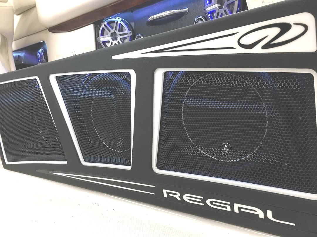 Repost from @spokaneaudio
Mothership makeover almost complete @jlaudioinc #marineaudio #summersacomin #regalboats  #subwoofer #ported #pressedgrills