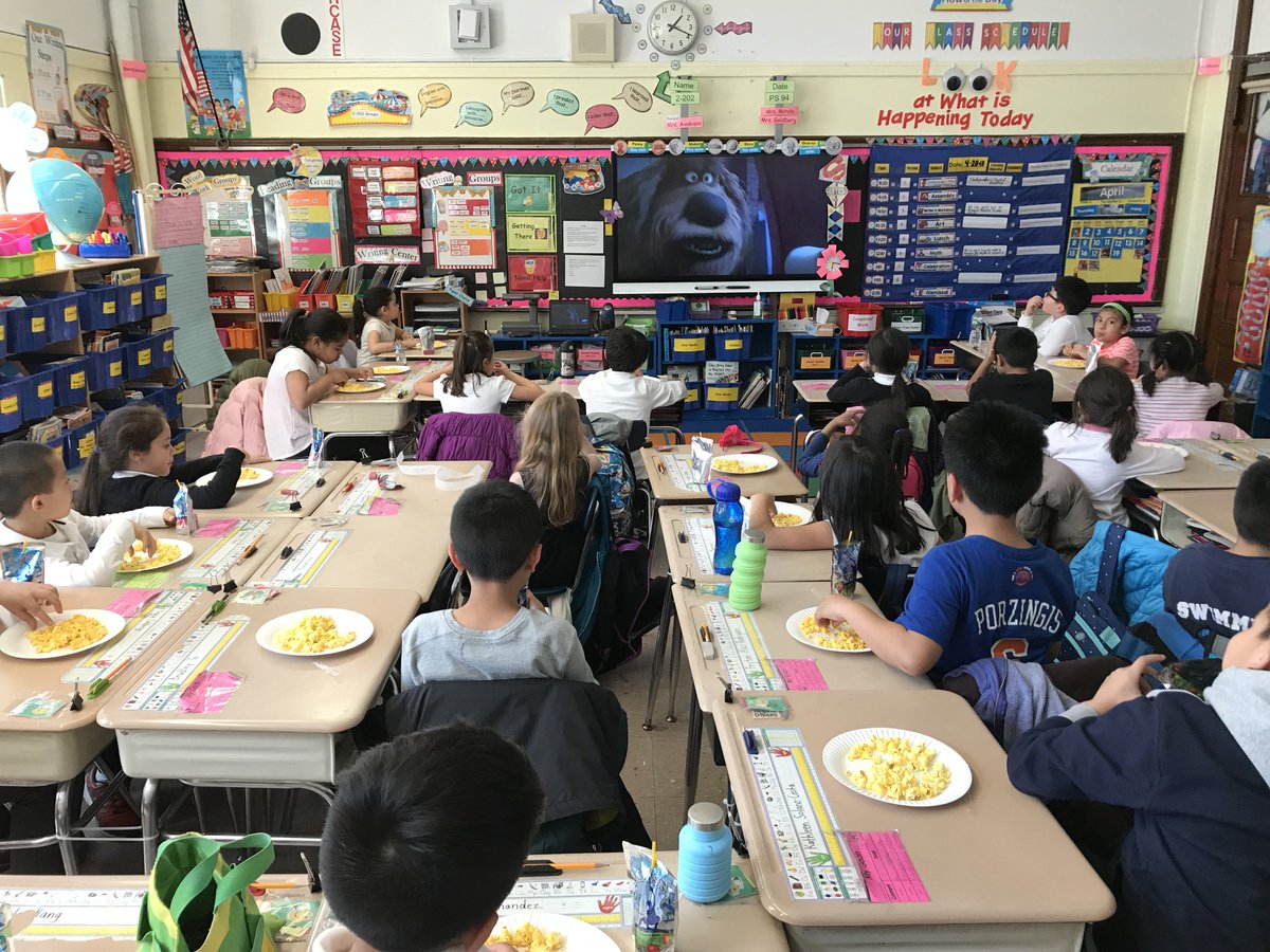 #PS94Q Class 202 celebrating being 1st class to complete #NYCSchoolSurvey, with a movie & popcorn party!
