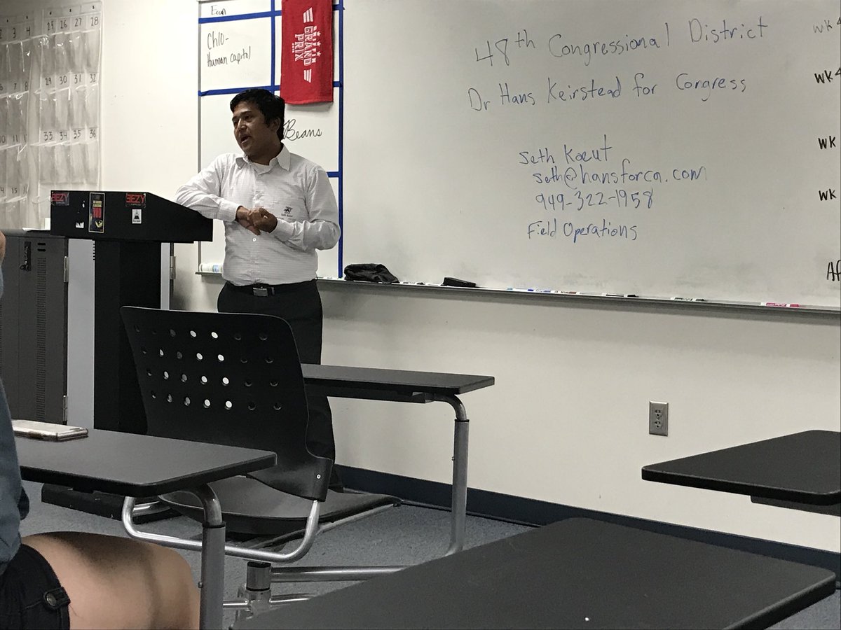 losalydsa's tweet photo. Seth from the @drhanskeirstead campaign talking about Congress, elections, and immigration today. https://t.co/QzhcdsY69K