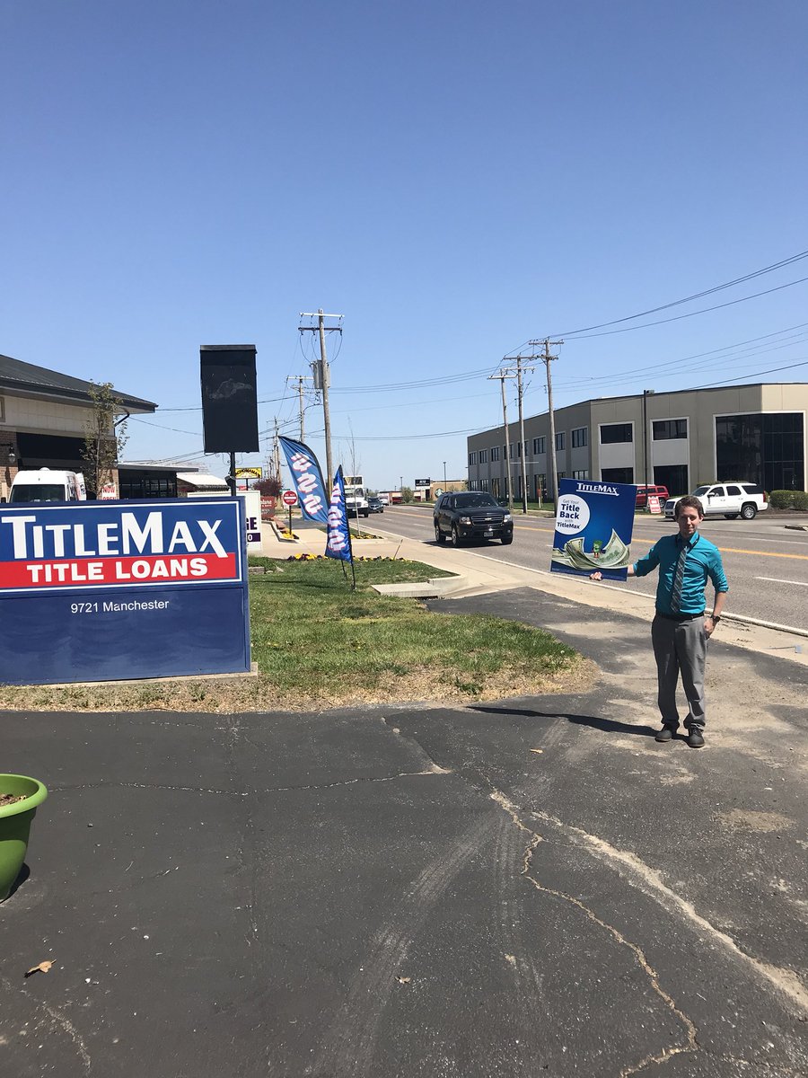 MattJack0's tweet photo. Raising Awareness for Autism on a beautiful spring day here at the TitleMax of Rock Hill, MO. While also doing some roadside marketing 😉 @ReamerEric @JRobinson1211 #TMXCares #LightBlueDay #AutismAwareness https://t.co/aTKwxFORUB