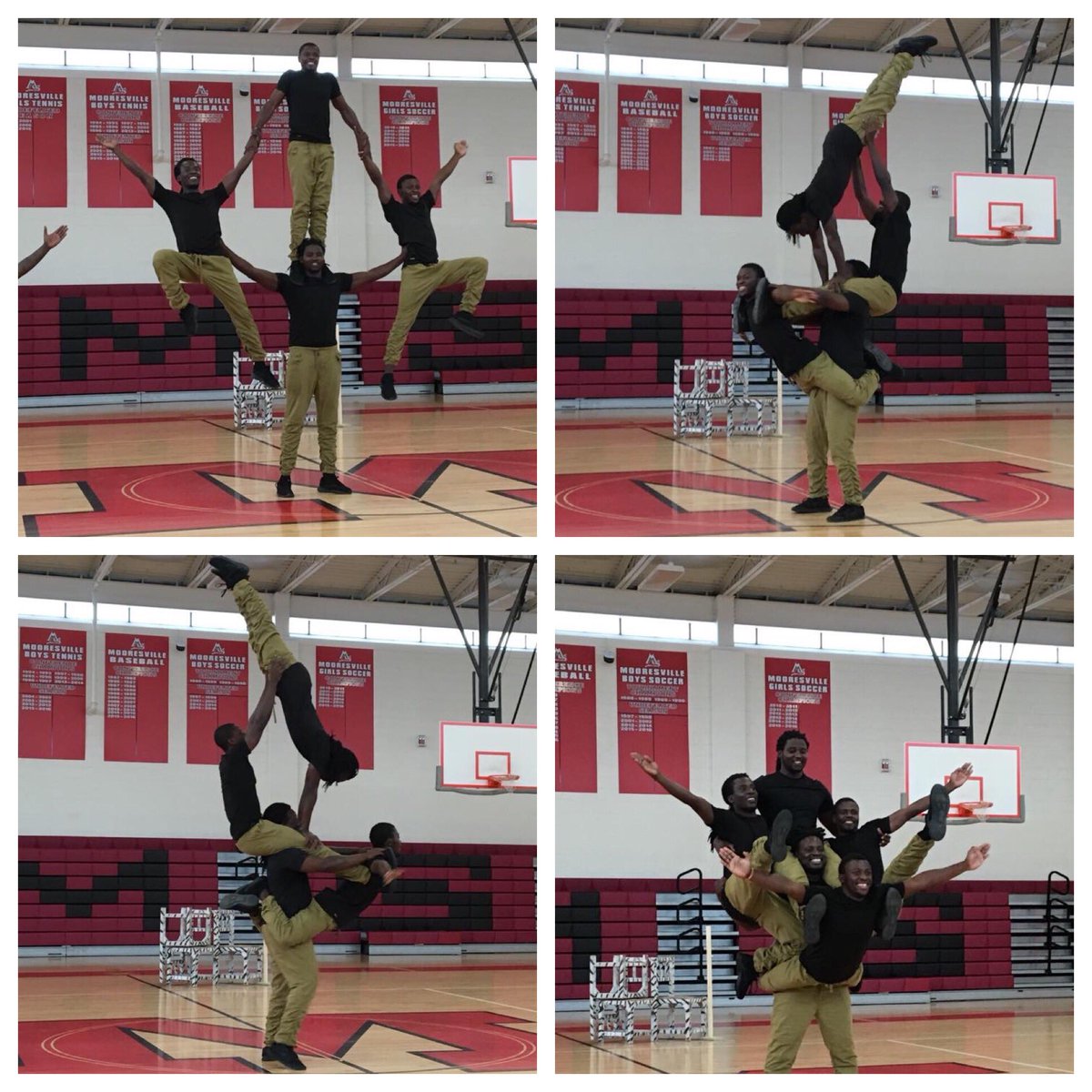 amccomas121's tweet photo. Special treat @mooresvillems today - the ZuZu African Acrobats entertained us during elective classes! Students and teachers got in on the fun. #mgsdARTS #FunFriday Photos by @art_jenlindsey https://t.co/r36U6ZSIsA