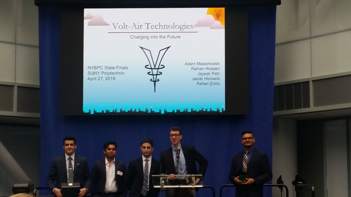 RFSUNY_IandP's tweet photo. @SUNYGeneseo VoltAir student team wins #FirstPlace in the 2018 @NYBPC advanced tech category - competing for grand prize - congratulations and good luck team!!  Making @RFSUNY_IandP proud!! https://t.co/aZP7wxBwxe