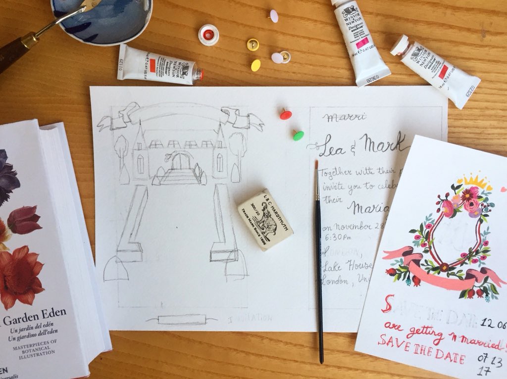 deyaspaperco's tweet photo. Sneak peek! I made a Fairy tale themed wedding suite 🌈🏰🎠🌸🖌#weddingday #wedding #wedding2018 #weddingflowers #customdesign #Invitations #lettering #FLOWERFLOWER #floral #colour #CASTLE #fairytale #handmade #watercolorpainting #sketchbook #watercolors https://t.co/fzoujZUWby