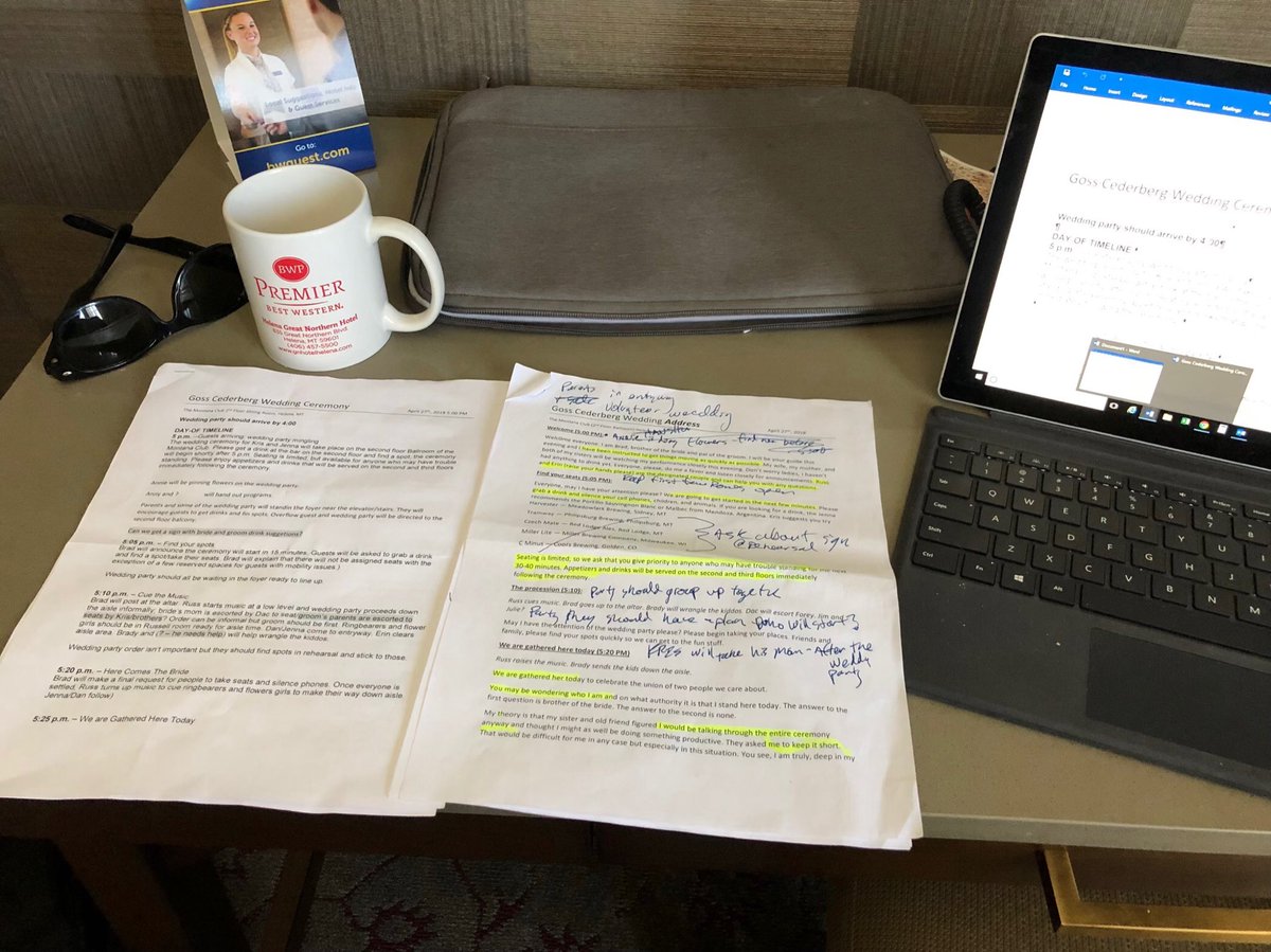 Some last minute wedding ceremony prep for the marriage of <a href="/GossMT/">Kris Goss</a> and <a href="/jennacederberg/">Jenna Cederberg</a>. Congrats you two!