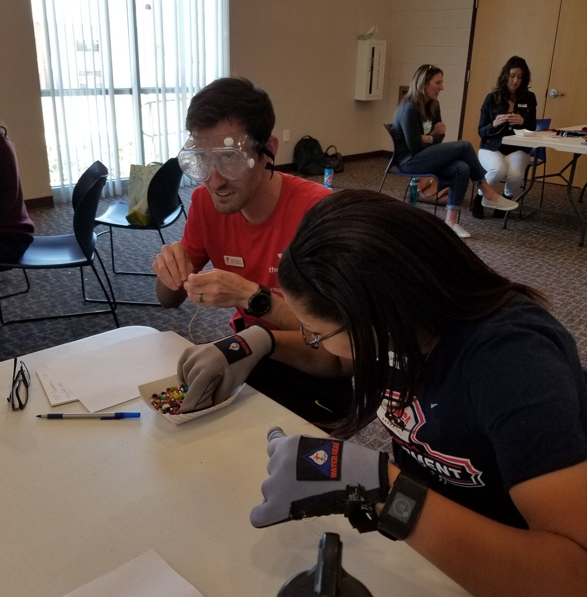 Mr_DGee's tweet photo. The @ppymca sports team took part in #adaptivelearning and #sensitivitytraining today. Thanks to @springsgov #TRP for coming out and sharing valuable information! @pantsbenpants @jazzyfay023 @holsjam #makingbracelets #returnthebeads https://t.co/0jr2ATXCFa