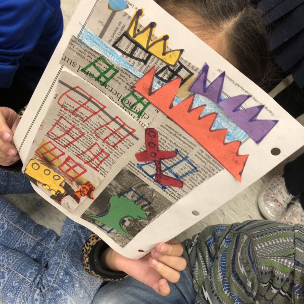 mslowpaz's tweet photo. B is for #basquiat #theabcsofart w #Firstgrade #art #arted #elementaryart #aldineart #aldinecreates #motorskills #cutandpaste #shapes #color #line #FridayFeeling #FridayMotivaton #FridayFun #artist #littleartists #iloveart #artistsontwitter #teacher #artteacher https://t.co/8kRQV0NihR