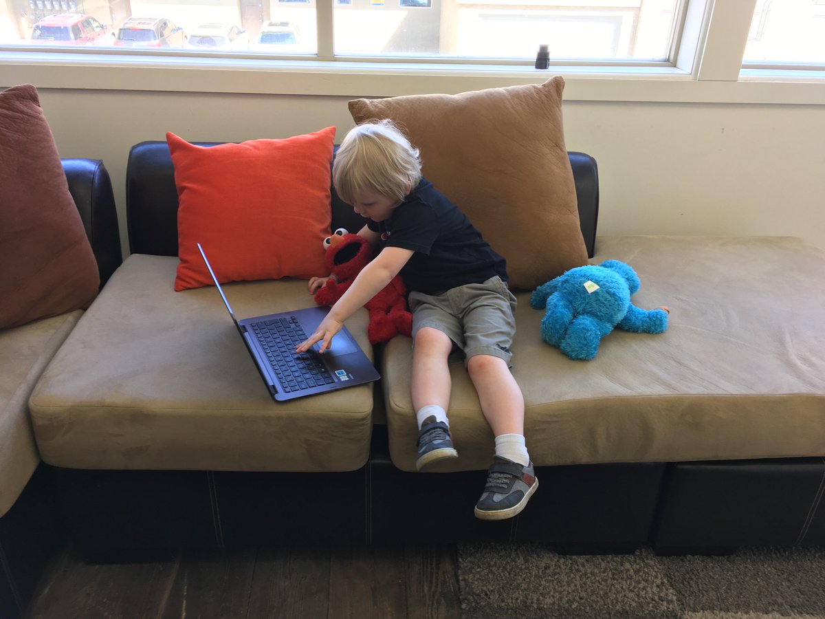 itsjoelday's tweet photo. Too busy having fun with Ollie in the office yesterday, but he had so much fun coming to the @Mazu_Family office, typing something very important on my laptop and just having a blast with #elmo and #cookiemonster for #takeyourkidtoworkday and #TakeYourMuppetToWorkDay!
#seeamazing https://t.co/6Qo8a6lB5Z