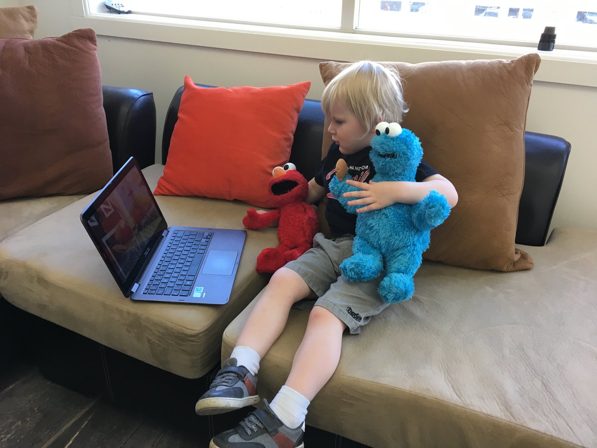 itsjoelday's tweet photo. Too busy having fun with Ollie in the office yesterday, but he had so much fun coming to the @Mazu_Family office, typing something very important on my laptop and just having a blast with #elmo and #cookiemonster for #takeyourkidtoworkday and #TakeYourMuppetToWorkDay!
#seeamazing https://t.co/6Qo8a6lB5Z