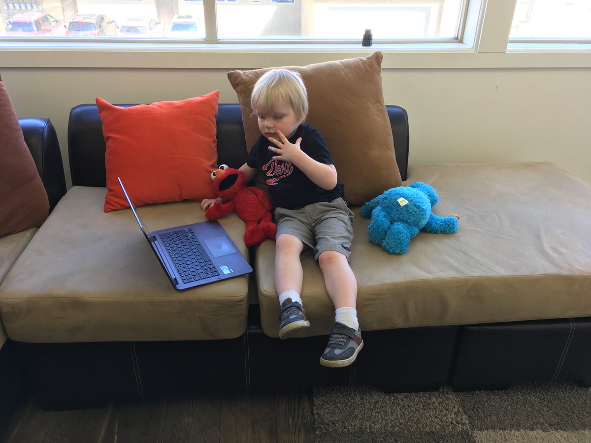 itsjoelday's tweet photo. Too busy having fun with Ollie in the office yesterday, but he had so much fun coming to the @Mazu_Family office, typing something very important on my laptop and just having a blast with #elmo and #cookiemonster for #takeyourkidtoworkday and #TakeYourMuppetToWorkDay!
#seeamazing https://t.co/6Qo8a6lB5Z